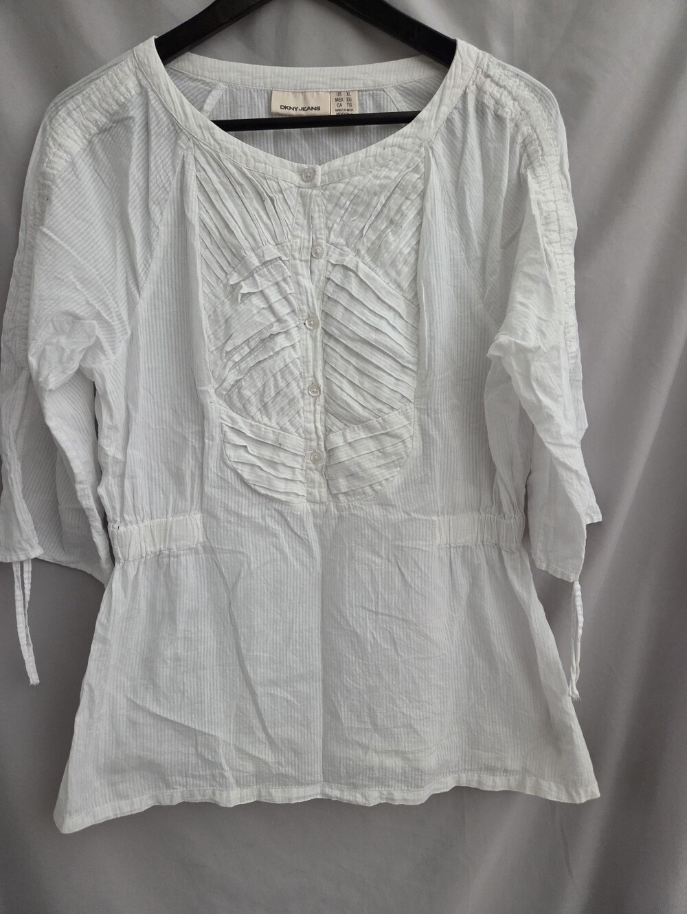 Dkny White Pintuck Button-Front Blouse
